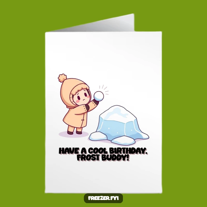 Funny Free Printable Birthday Card: Snowball Fight Character, Cool DIY Downloadable Gift