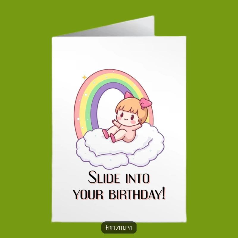 Free Printable Birthday Card: Frosty Rainbow Slider - Funny Winter Celebration Gift