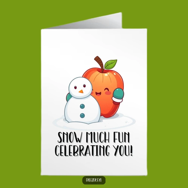 Free Printable Birthday Card: Funny Apple Snowman Builder, Hilarious DIY Downloadable Gift