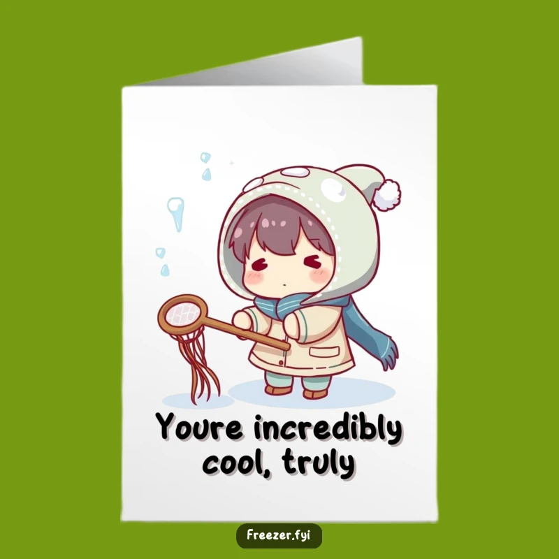 Congrats Free Printable Card: Icicle Catcher Character, Funny Downloadable Gift