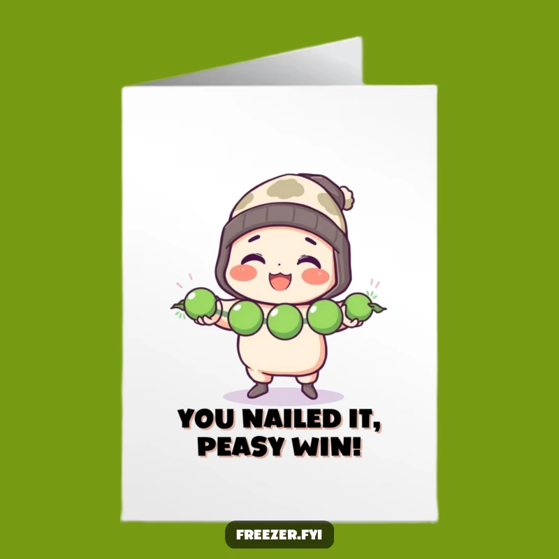 Congrats Free Printable Card: Pea Juggling Chef, Funny Downloadable Gift