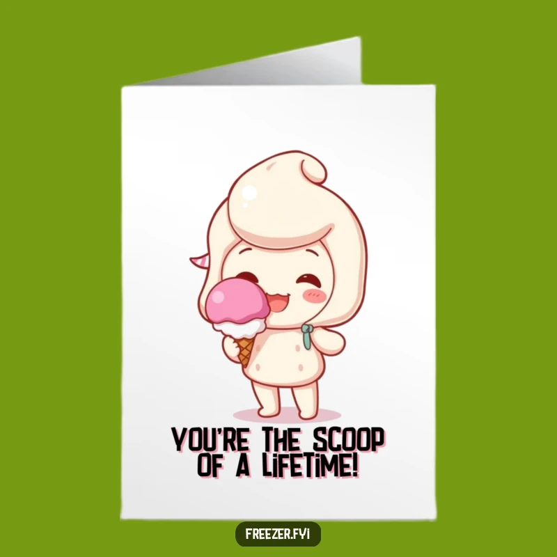 Free Printable Congrats Card: Ice Cream Scoop Character - Funny Success Gift