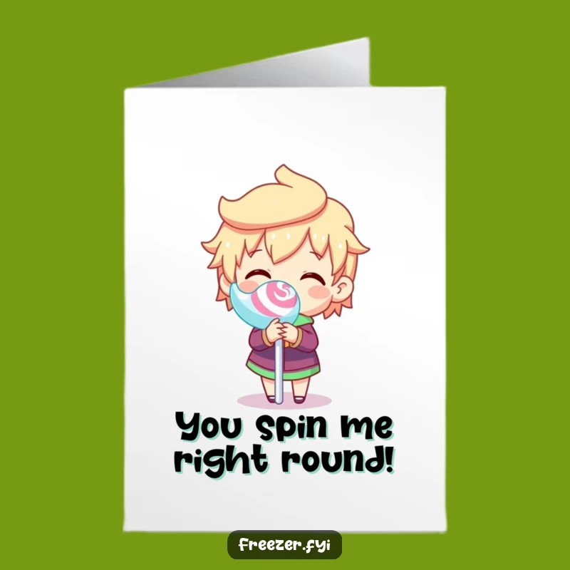 Free Printable Congrats Card: Spinning Lollipop Character, Humorous Downloadable Joy