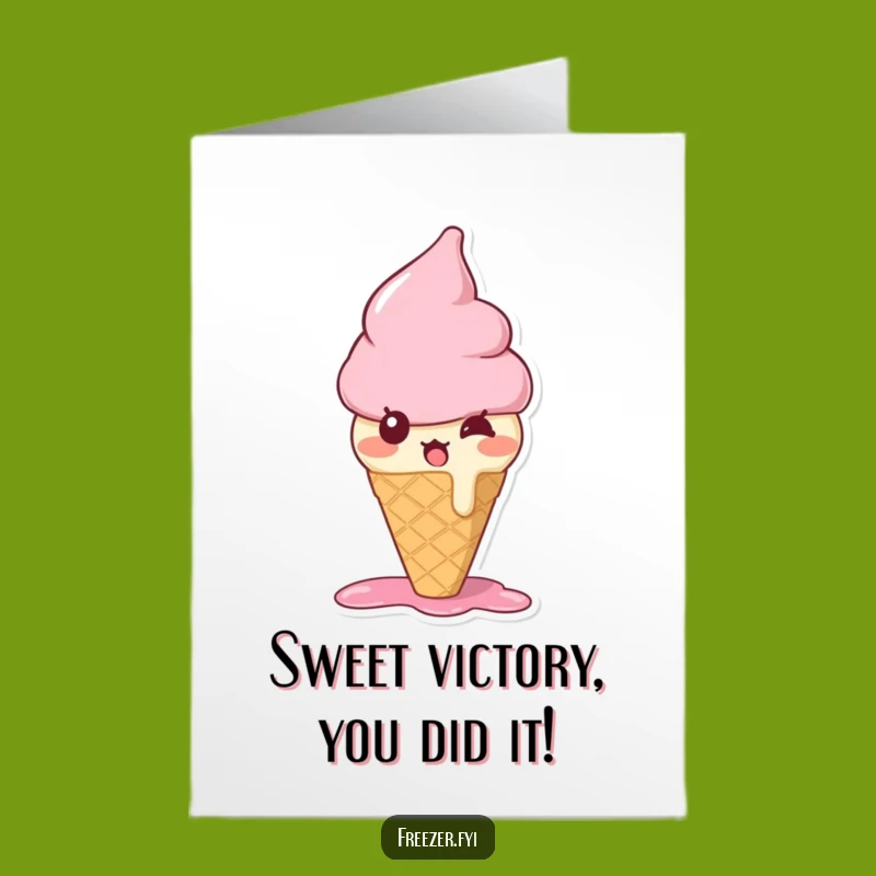 Free Printable Congrats Card: Surprised Ice Cream Cone - Sweet Achievement!