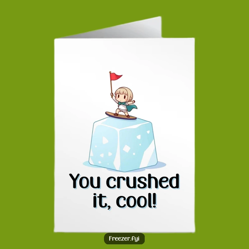 Free Printable Congrats Card: Surfing Ice Cube Character Funny Downloadable Gift