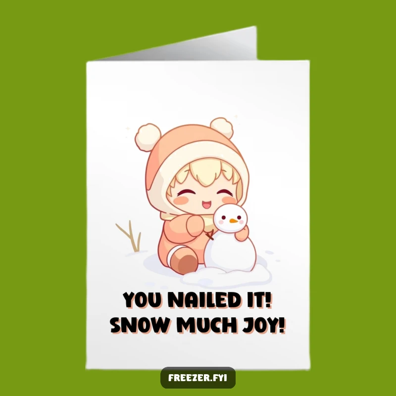 Free Printable Congrats Card: Indoor Snowman Fun, Hilarious New Achievement Downloadable Gift