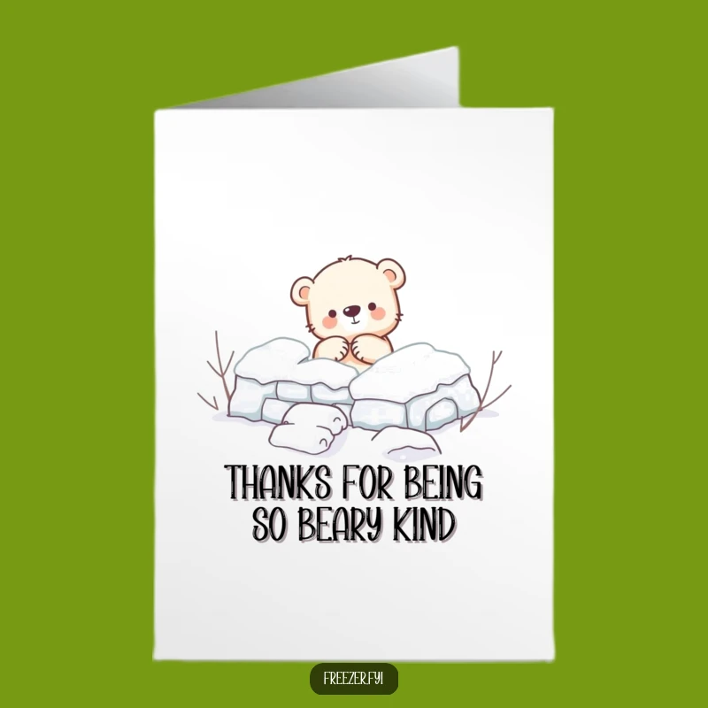 Free Printable Bear Thank You Card - Snow Fort Gratitude, Funny Downloadable Gift
