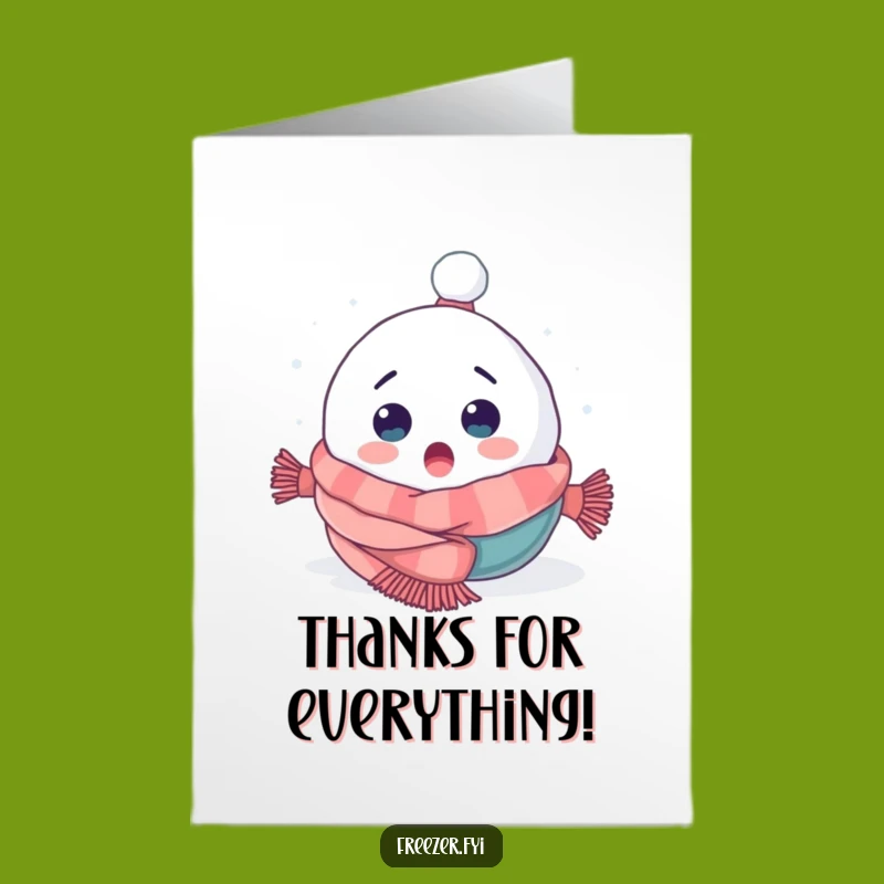 Free Printable Snowball Thank You Card: Funny Tumble Greeting for Cozy Gratitude