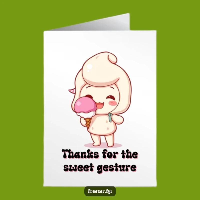 Free Printable Thank You Card: Ice Cream Scoop Character - Funny Sweet Gratitude