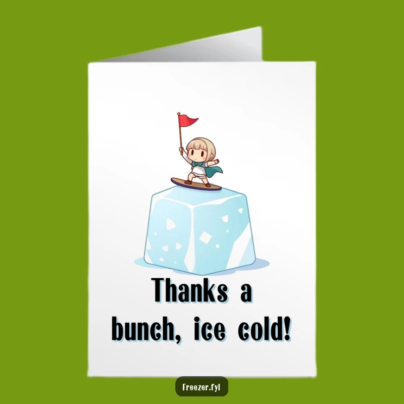 Free Printable Thank You Card: Surfing Ice Cube Character Funny Downloadable Gift