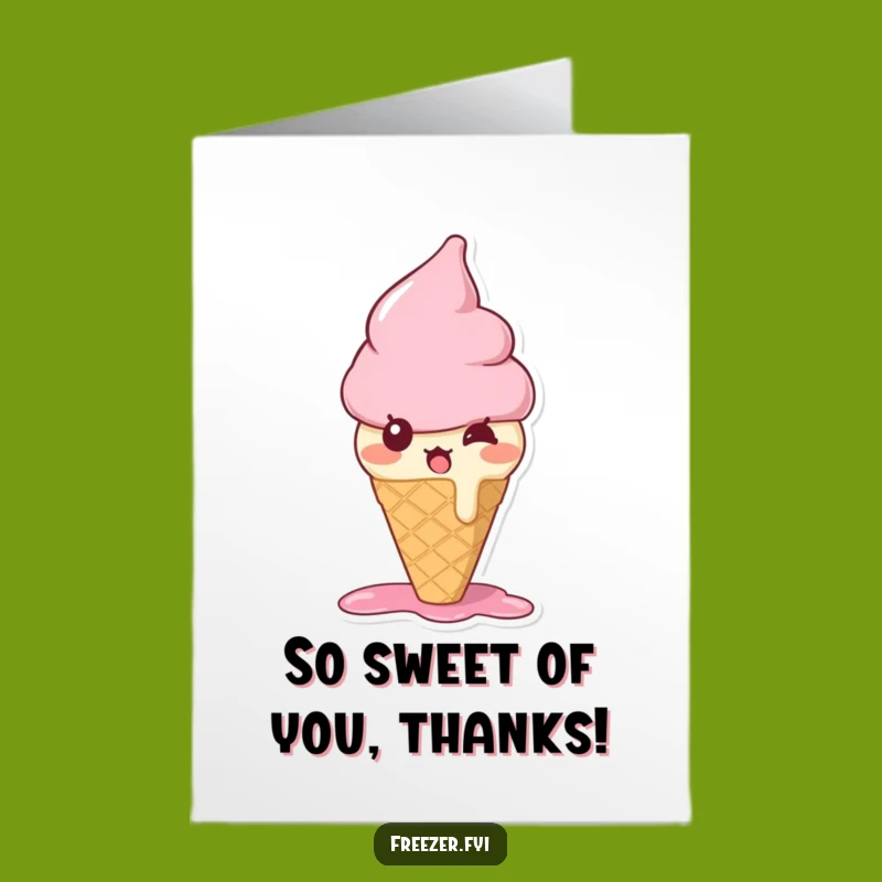 Free Printable Thank You Card: Surprised Ice Cream Cone - Sweet Gratitude!