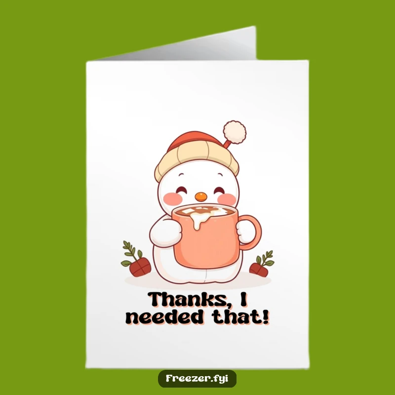 Free Printable Snowman Thank You Card: Funny Cocoa Sip Greeting for Warm Gratitude
