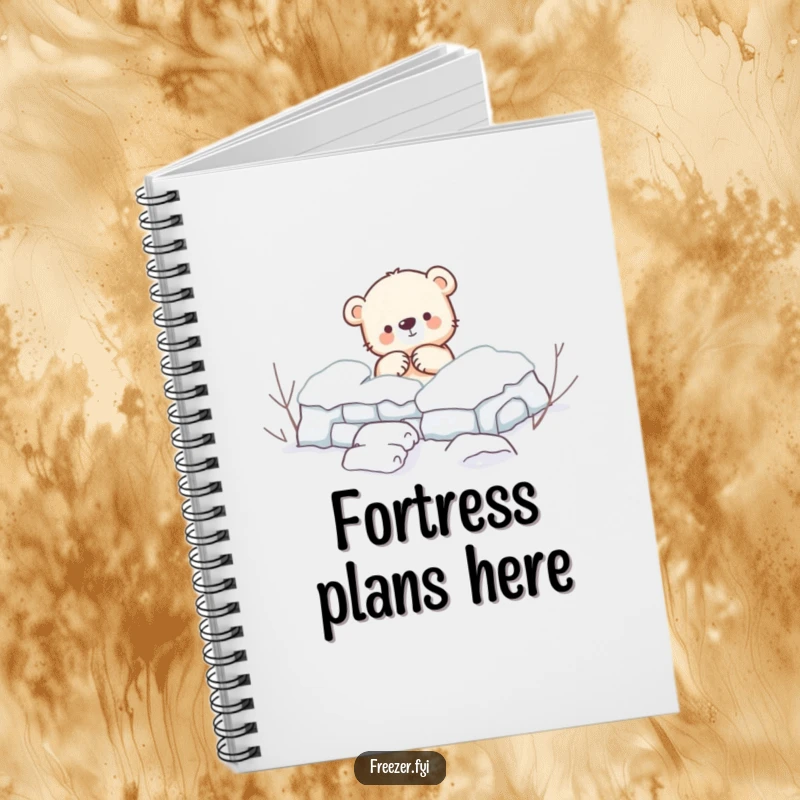 Funny Notebook: A dotted journal featuring a small bear cub energetically building a snow fort, ideal for jotting down winter inspirations.