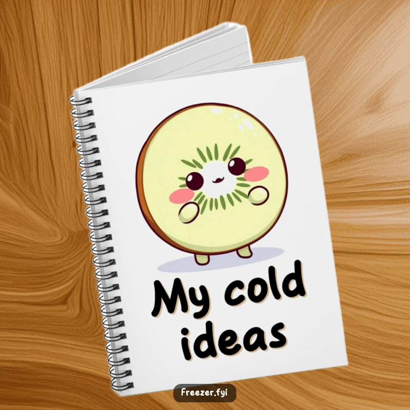 Funny Kiwi Slice Notebook: Cute fruit character shrugging playfully, ideal for jotting down ideas with humor.