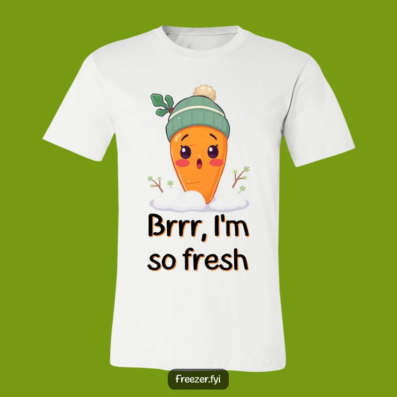 Funny Surprised Carrot T-Shirt: Wintry Veggie Apparel & Gift