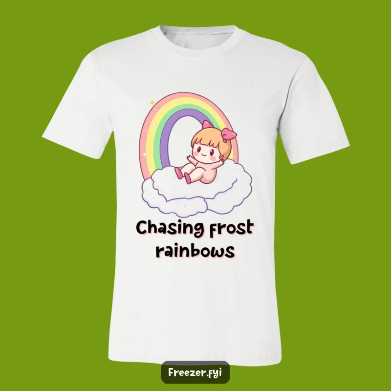 Funny Frosty Slide T-Shirt: Character's Winter Rainbow Adventure Hilarious Apparel Gift