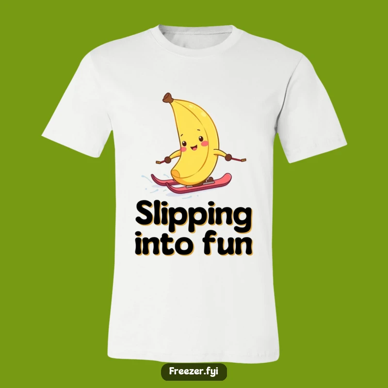 Funny Banana Peel Ski T-Shirt: Hilarious Winter Sports Tee, Perfect Fun Gift
