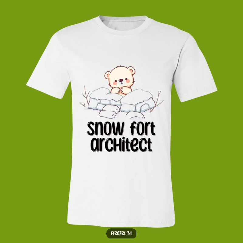 Funny Bear T-Shirt: Cub Building Snow Fort for Hilarious Cozy Style