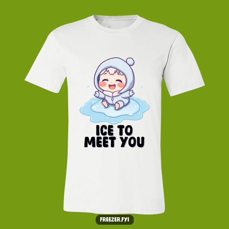 Funny Puddle Slider Tee: Icy Cheeks Laughing Character Shirt, Humorous Winter Outfit