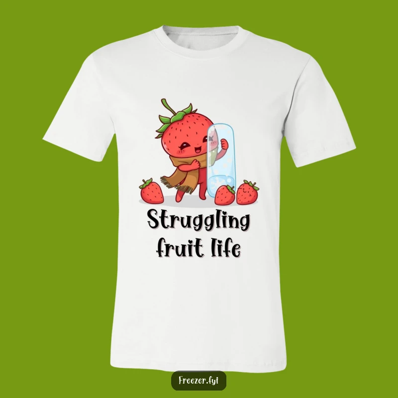 Funny Strawberry Jar T-Shirt: Determined Fruit Winter Struggle, Hilarious Tee