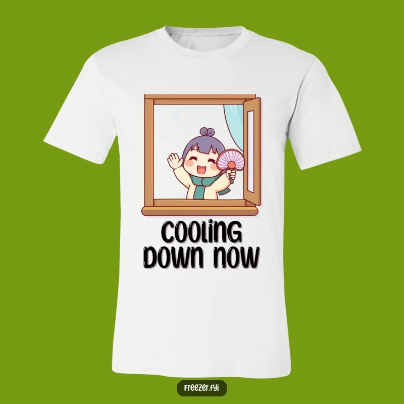 Funny Winter Fan T-Shirt: Character's Enthusiastic Frosty Window Effort Tee