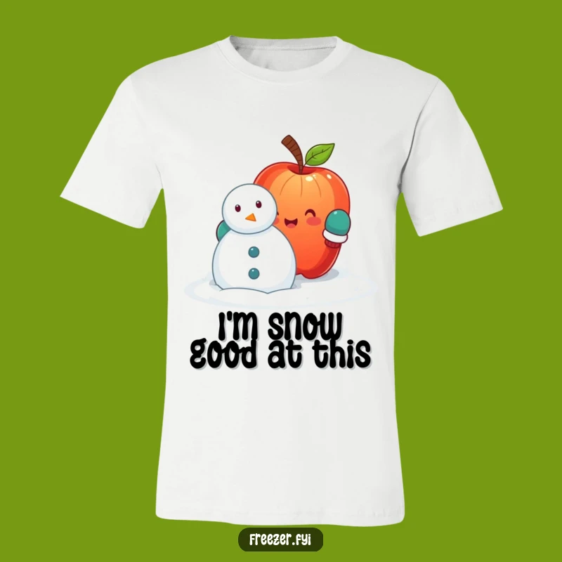 Funny Apple Snowman T-Shirt: Cute Fruit Winter Wear, Hilarious Outdoor Adventure Tee