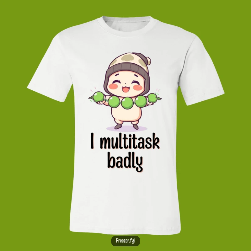 Funny Chef T-Shirt: Cheerful Character Juggles Frozen Peas with Toque