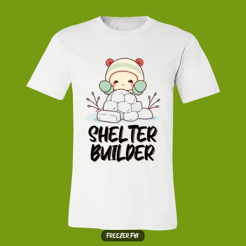 Funny Igloo Builder T-Shirt: Mittened Character Crafting Ice, Fun Humorous Gift