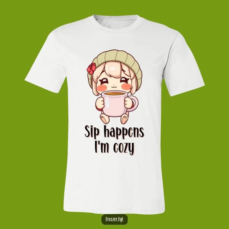Happy Warm Character T-Shirt: Rosy Cheeks Cozy Mug Lover Shirt