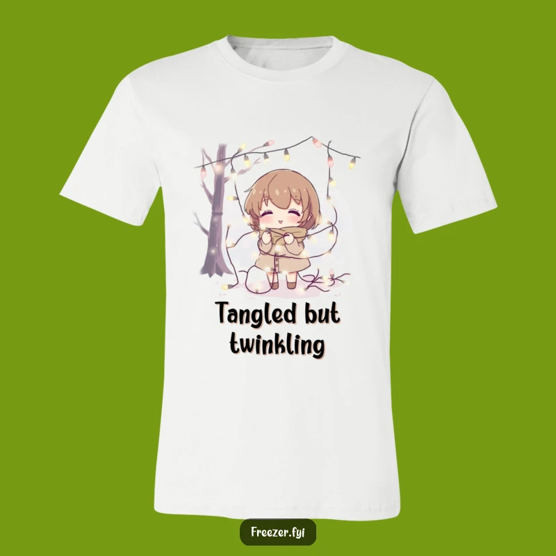 Funny Fairy Light Tangle T-Shirt: Wear Your Festive Fumbles!