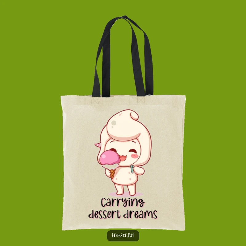 Funny Treat Tote Bag: Character's Ice Cream Delight for Your Everyday Funny Gift