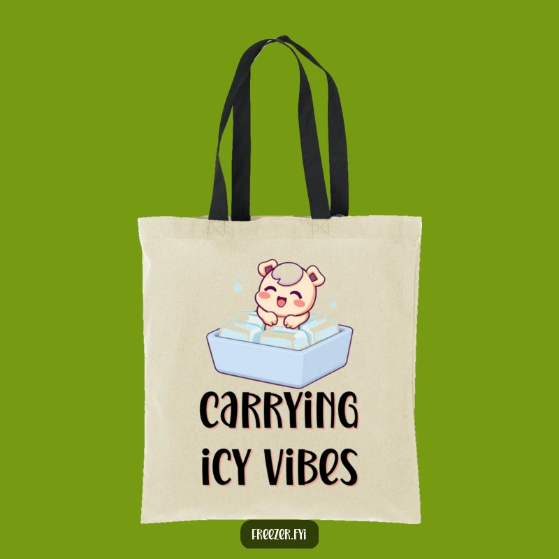 Funny Reusable Tote: Bubbly Character's Ice Cube Adventure Bag Makes a Funny Gift