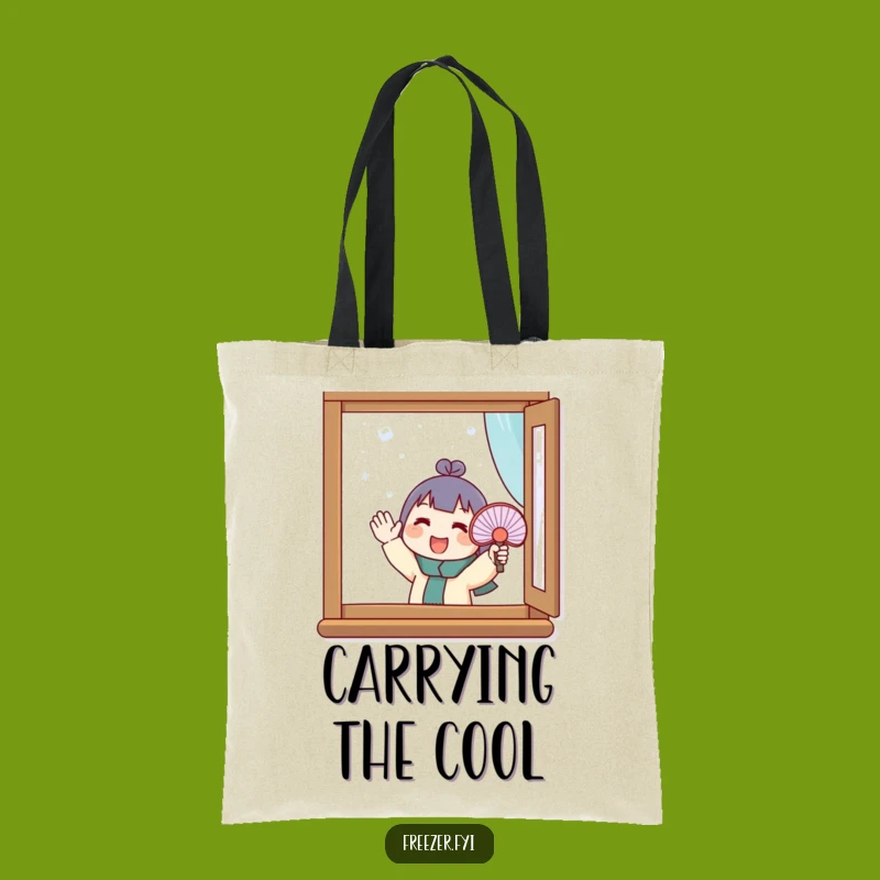 Funny Frosty Window Tote Bag: Carry Your Enthusiastic Character Design