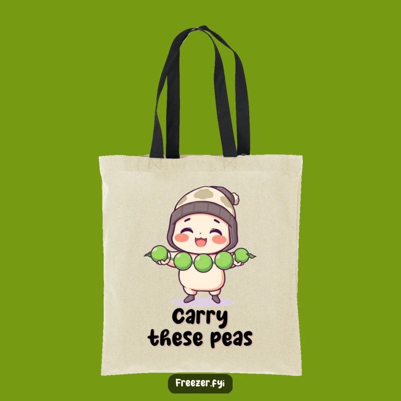 Funny Chef Tote Bag: Character Juggles Frozen Peas with Toque