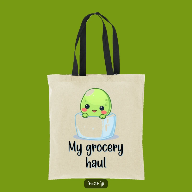 Funny Frozen Pea Ice Cube Tote Bag: Carry Cool Snacks