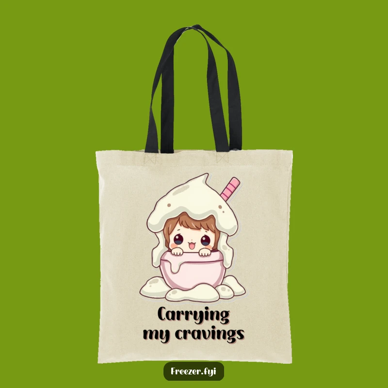 Funny Ice Cream Peeking Tote Bag - Carry Your Sweet Treasures