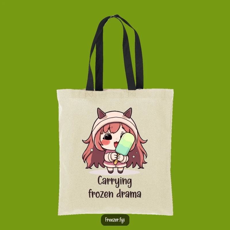 Funny Shivering Character Tote: Rosy Cheeks & Popsicle Bag, Chic Humorous Gift