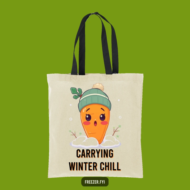 Funny Surprised Carrot Tote Bag: Wintry Accessory & Gift